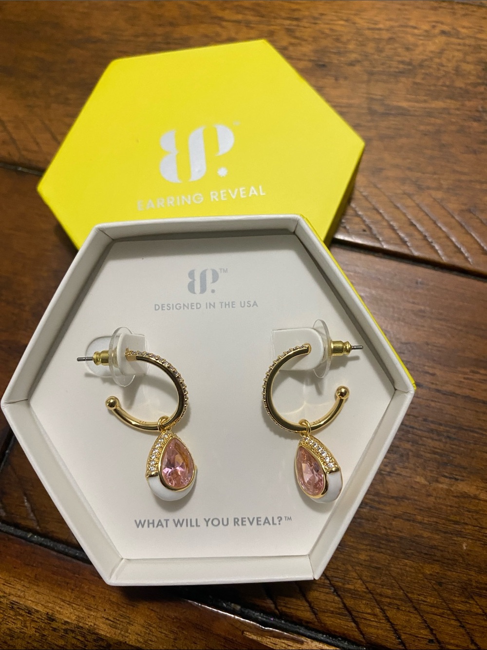 Bomb Party OG Originals Earrings - Pink Quartz Cubic Zirconia - Gold Plating